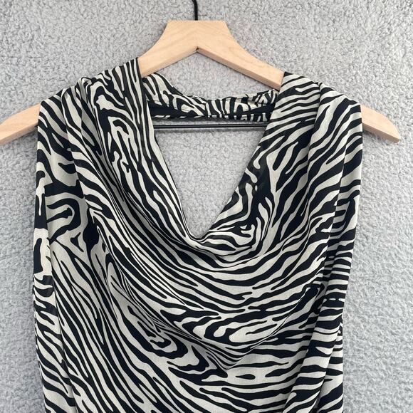 BOSTON PROPER Tank Top 6 Zebra Animal Print Draped Y2K Glam Mobwife Feminine - Picture 2 of 8